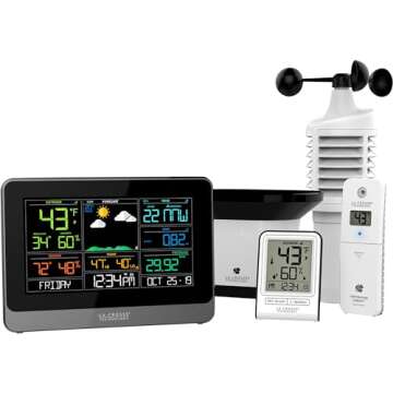 La Crosse Technology C83100-INT WiFi Professional Weather Station, Indoor/Outdoor Temperature and Humidity with Included Thermo-Hygro Sensor, White/Black