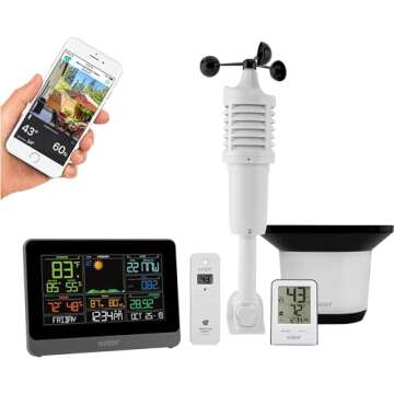 La Crosse Technology C83100-INT WiFi Professional Weather Station, Indoor/Outdoor Temperature and Humidity with Included Thermo-Hygro Sensor, White/Black