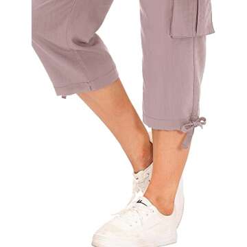 MoFiz Women's Hiking Cargo Shorts Quick Dry Lightweight Athletic Capri Pants for Camping Jogger with Pockets Pink