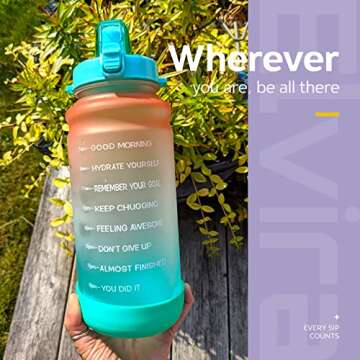 Elvira 64oz Motivational Water Bottle - BPA Free & Leakproof