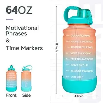 Elvira 64oz Motivational Water Bottle - BPA Free & Leakproof