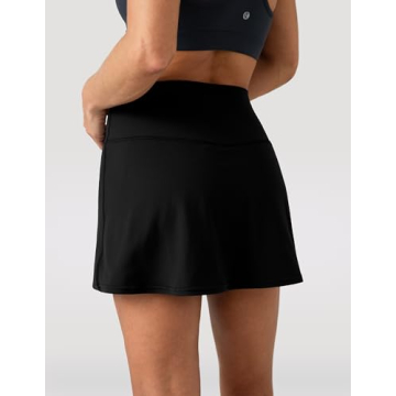 Colorfulkoala Women's Dreamlux Tennis Skort High Waisted Athletic Golf Casual Skirts Built-in Shorts with 2 Pockets (L, Black)