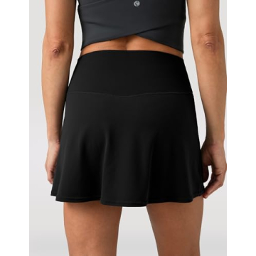Colorfulkoala Women's Dreamlux Tennis Skort High Waisted Athletic Golf Casual Skirts Built-in Shorts with 2 Pockets (L, Black)