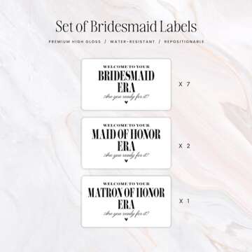 Bridesmaid Era Mini Champagne Labels, Set of 10, Bridesmaid Proposal Labels, Will you be my Maid of Honor or Bridesmaid Gift, Bridesmaid Box Idea