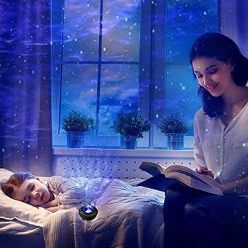 Starry Night Light Projector for Bedroom，Sky Galaxy Projector Ocean Wave Projector Light with Remote Control & Bluetooth Music Speaker, As Gifts for Birthday Party Bedroom