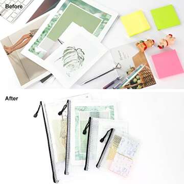 YGEOMER 10 Pack Mesh Zipper Pouch Bags, Clear Board Game Storage Waterproof Document Pouch, Multipurpose for Office Supplies, Cosmetics, Travel Accessories