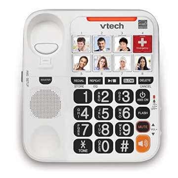 VTECH SN1127 Amplified Corded Answering System. 8 Photo Speed Dial, 90dB Ringer Volume, Big High-Con...