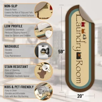 Stylish Machine Washable Laundry Room Rug Non-Slip