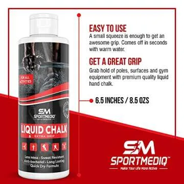 Sportmediq Pro Grade Liquid Chalk – Mess Free Professional Hand Grip for Gym, Weightlifting, Rock ...