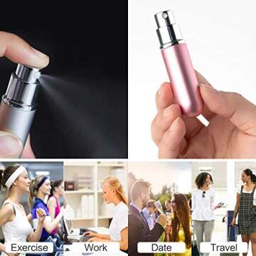 VANVENE Perfume Atomizer Bottles, Refillable Travel Size Perfume Bottles, Set of 3 Stylish Colours Black, Pink and Silver Anti Spill Funnel Included