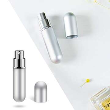 VANVENE Perfume Atomizer Bottles, Refillable Travel Size Perfume Bottles, Set of 3 Stylish Colours Black, Pink and Silver Anti Spill Funnel Included