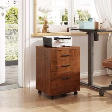 DEVAISE 3 Drawer File Cabinet for Home Office, Wood Under Desk Filing Cabinet, Rolling Printer Stand...