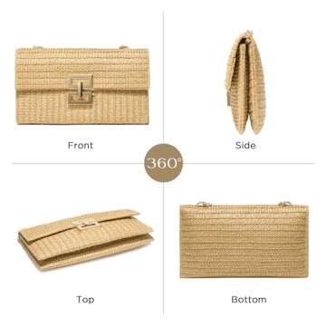 SWEETV Straw Purse Woven Beach Bag Summer Straw Clutch Purse Boho Crossbody Bags for Women Small Raf...