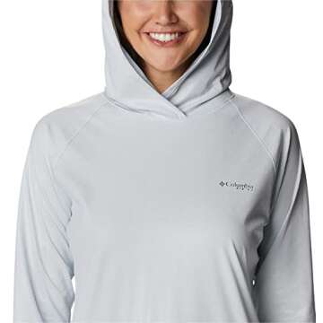 Columbia Women's Tidal Deflector Ice Long Sleeve Hoodie, Cirrus Grey, X-Large