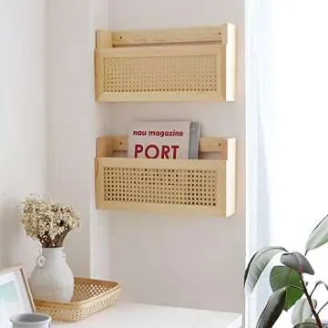 FIRADE Stylish Wood Magazine Wall Rack for Home Office