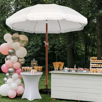 Yaheetech 9ft Outdoor Umbrella with Crank & Tassels