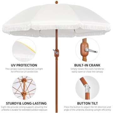 Yaheetech 9ft Outdoor Umbrella with Crank & Tassels
