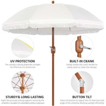 Yaheetech 9ft Outdoor Umbrella with Crank & Tassels