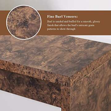 Modern Accent Console Tables for Entryway, Small Sofa Table with Faux Burl Wood and Thick High Gloss Finish, Narrow Hallway Table for Living Room, Bedroom or Foyer, 41 Inch, Walnut