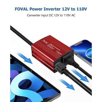 FOVAL 150W Car Power Inverter 12V DC to 110V AC Converter Vehicle Adapter Plug Outlet with 3.1A Dual...