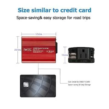 FOVAL 150W Car Power Inverter 12V DC to 110V AC Converter Vehicle Adapter Plug Outlet with 3.1A Dual USB Car Charger for Laptop Computer (Classic Red)