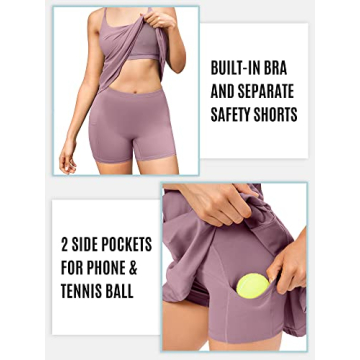 Heathyoga Women's Tennis Dress Built-in Shorts Stylish Athletic Dress