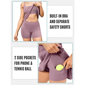 Heathyoga Women's Tennis Dress Built-in Shorts Stylish Athletic Dress