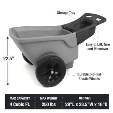 Simplay3 Easy Haul Wheelbarrow with Storage Gray