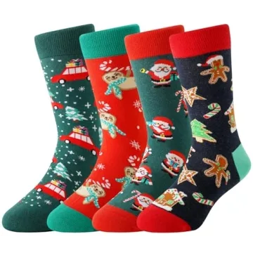 TOAMOUR 4 Pairs Christmas Socks for Kids - Fun, Comfortable Holiday Gifts