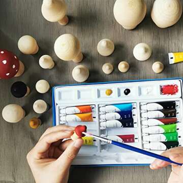 Wooden Mushroom Set - 8 Pack Natural Unfinished Craft Mushrooms