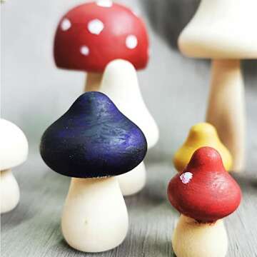 Wooden Mushroom Set - 8 Pack Natural Unfinished Craft Mushrooms