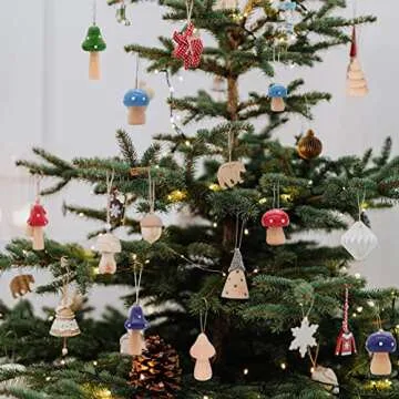 Wooden Mushroom Set - 8 Pack Natural Unfinished Craft Mushrooms