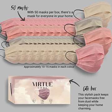 Colorful VIRTUE CODE 3-Ply Disposable Face Masks 50 Pack
