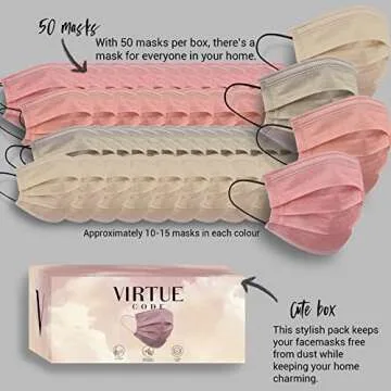 Colorful VIRTUE CODE 3-Ply Disposable Face Masks 50 Pack