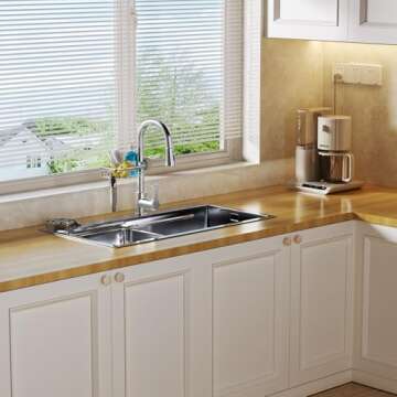 LONIN 3in1 Kitchen Faucet Organizer Rack - Sponge Holder, Scrub Daddy Sponge, Dish Brush Stand, Soap...