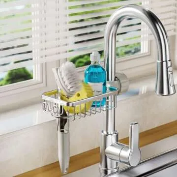 LONIN 3-in-1 Kitchen Faucet Organizer Rack - Multi-Functional Caddy