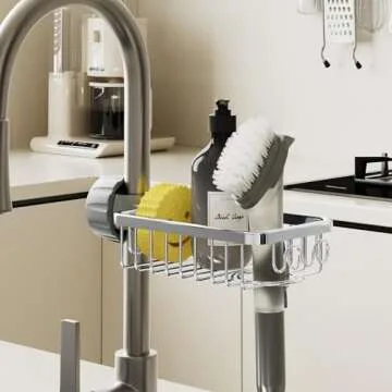 LONIN 3-in-1 Kitchen Faucet Organizer Rack - Multi-Functional Caddy