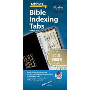 Tabbies Gold-Edged Bible Indexing Tabs, Old & New Testament, 80 Tabs Including 64 Books & 16 Referen...