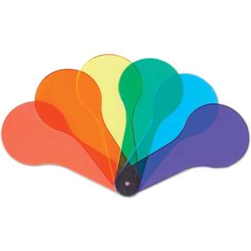 6Pcs Color Paddles, Transparent Color Paddles, Color Learning, Optics Color Filter Plate Montessori ...