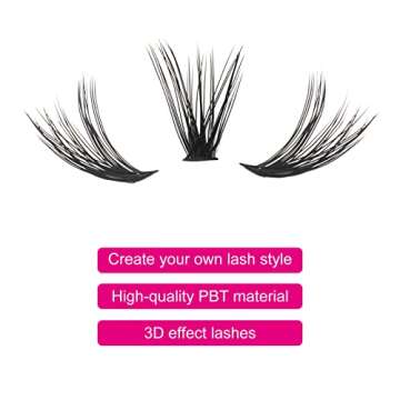 Cluster Lashes 40D DIY Eyelash Extension C Curl Individual Lashes Faux Mink Cluster Eyelash Extensions Black 120pcs Eyelash Clusters Pre Made Volume Lashes Makeup (40D-0.07-C, 8-15mm)