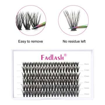 Cluster Lashes 40D DIY Eyelash Extension C Curl Individual Lashes Faux Mink Cluster Eyelash Extensions Black 120pcs Eyelash Clusters Pre Made Volume Lashes Makeup (40D-0.07-C, 8-15mm)