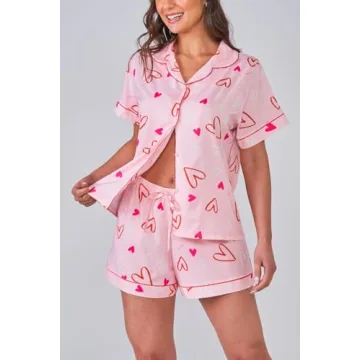 Cute Women's Valentine's Day Pajamas Set in Silk