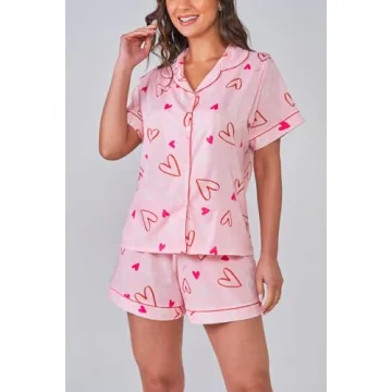 Cute Women's Valentine's Day Pajamas Set in Silk