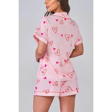 Cute Women's Valentine's Day Pajamas Set in Silk
