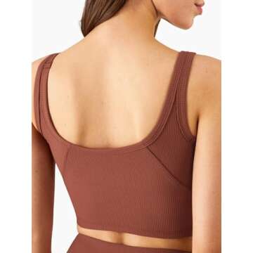 Chilylori Women's Seamless Sports Bra Workout Crop Top Ribbed Padded Longline Wirefree Medium Suppor...