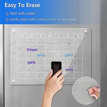 Magnetic Acrylic Calendar for Fridge, 2 Pack Clear Magnetic Calendar for Fridge, Fridge Calendar Set Includes 3 Markers, Dry Eraser and Magnetic Marker Holder(16.5"x12")