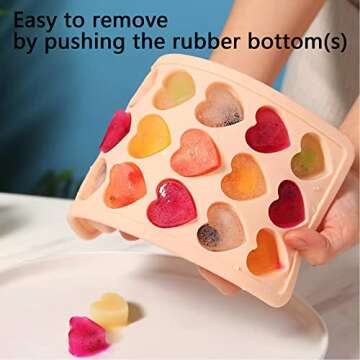 Heart Shaped Ice Cube Trays - Silicone Mold with Lid, 21 Holes, Easy to Remove and Clean