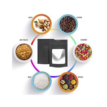 100 Pack Resealable Smell Proof bags- Black Mylar bags I Stand up pouch 4x6" I Small mylar bag for Multi-purpose use from food storage, mylar bags 3.5 to small business packaging.