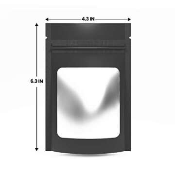 100 Pack Resealable Smell Proof bags- Black Mylar bags I Stand up pouch 4x6" I Small mylar bag for Multi-purpose use from food storage, mylar bags 3.5 to small business packaging.
