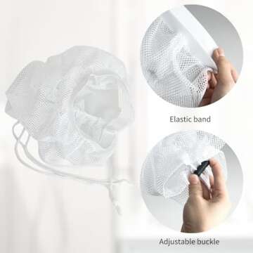 Net Plopping Cap For Drying Curly Hair, Adjustable Hair Plopping Cap With Drawstring Curly Hair Net for Plopping, Net Plopping Diffuser Cap